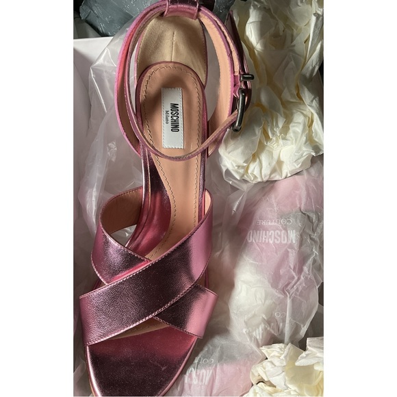 MOSCHINO ~Logo Crisscross Heel Sandals (NWT) - Picture 7 of 13